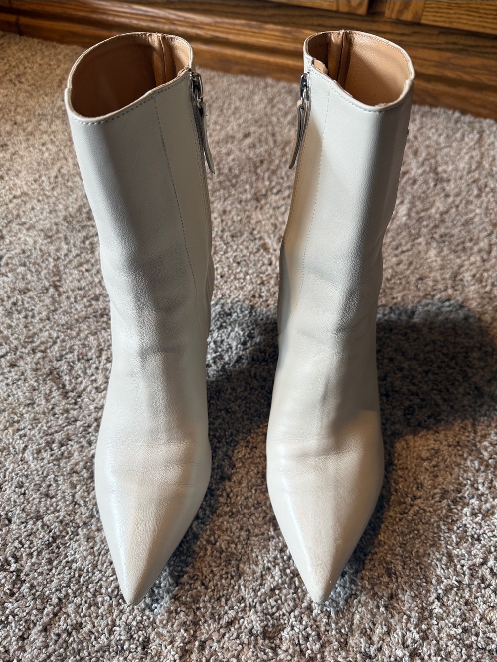 Women’s Pointed Toe Mid-Calf Boots in Cream